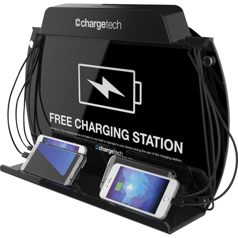 CHARGETECH WALL MOUNT/TABLE TOP CHARGING STATION. INCL. 8 BRAIDED CABLES - 3 APP - Thumbnail 1
