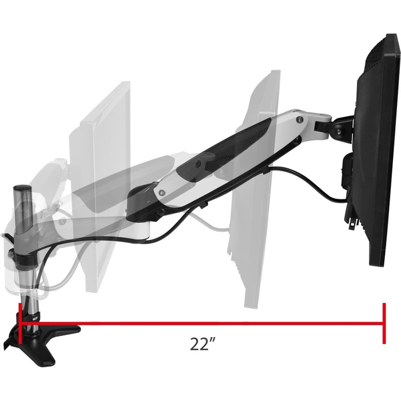 Full-Motion Easy Access Single Monitor Desk Mount - White - Thumbnail 2