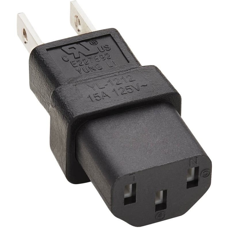 Tripp Lite by Eaton Computer Power Cord Adapter NEMA 5-15P to C13 - 15A 125V Black - Thumbnail 2