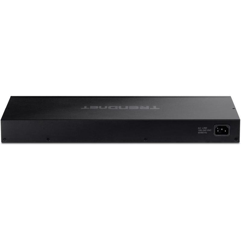 TRENDnet 26-Port Gigabit PoE+ Switch, 24 x 30W PoE+ Ports, 2 Gigabit SFP Slots, 380W PoE Budget, 52Gbps Switching Capacity, 1U 19" Rack Mountable, Lifetime Protection, Black, TPE-TG262 - Thumbnail 3