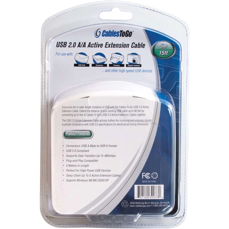 C2G 16.4ft USB Extension Cable - Active USB A to USB A Extension Cable - USB 2.0 - M/F - Thumbnail 5