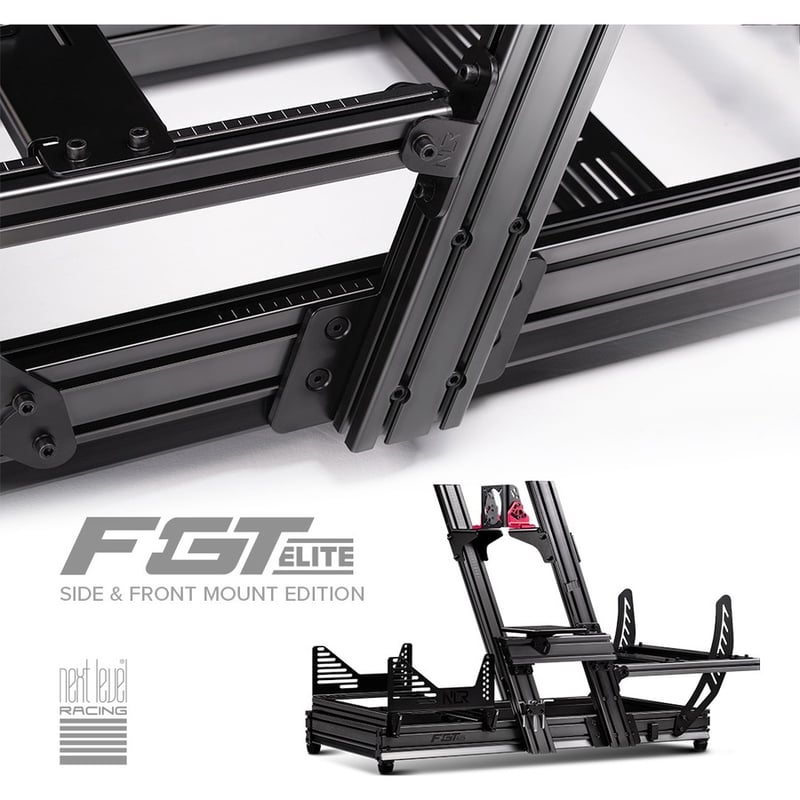 Next Level Racing F-GT Elite Formula & GT Aluminum Profile Simulator Cockpit - Front & Side Mount