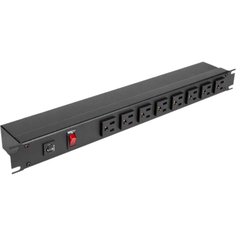 Rack Solutions 15A Horizontal Rackmount Power Strip with 8 Front Outlets (15ft Cord) - Thumbnail 2