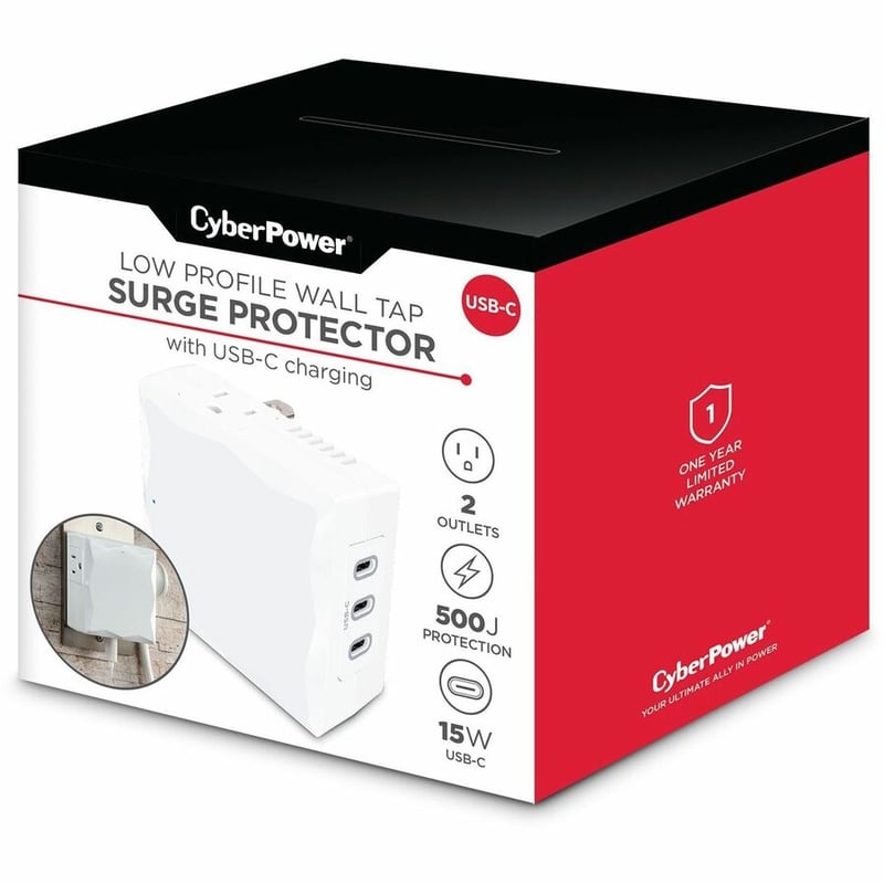 CyberPower P2WUC3 Wall-Tap Surge Protector - Thumbnail 4