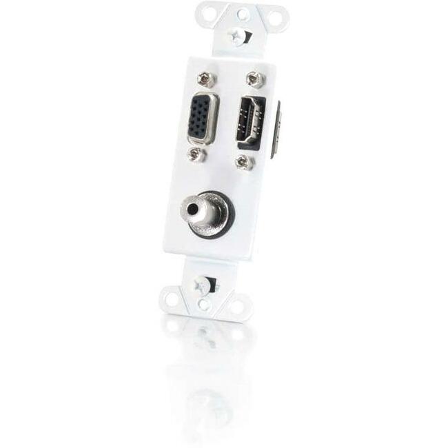 C2G HDMI, VGA and 3.5mm Audio Pass Through Wall Plate - White - Thumbnail 1
