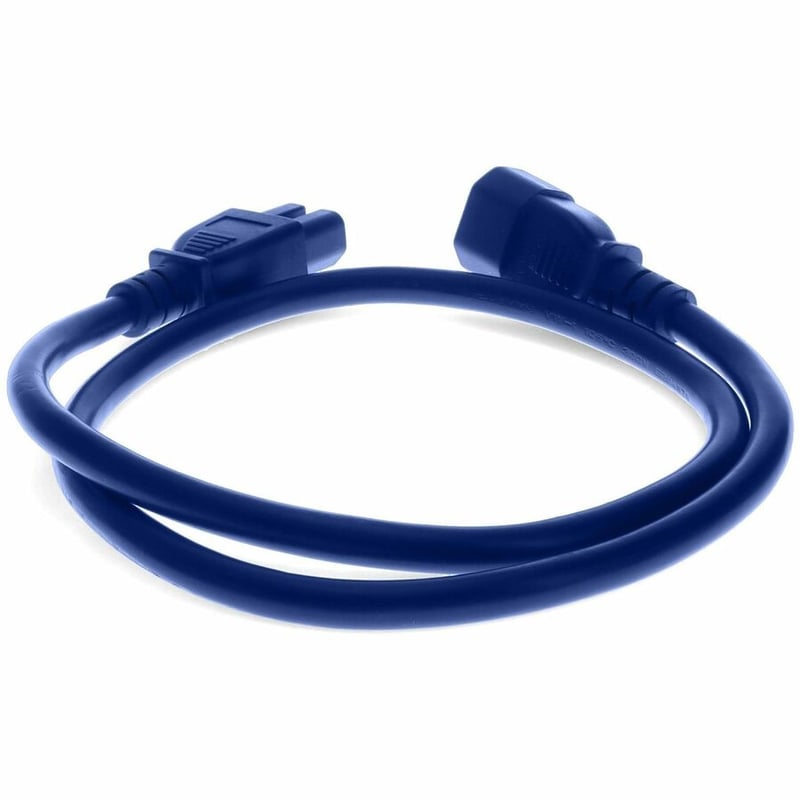 AddOn 5ft C14 to C15 14AWG 15A Blue 100-250V Power Cable - Thumbnail 4