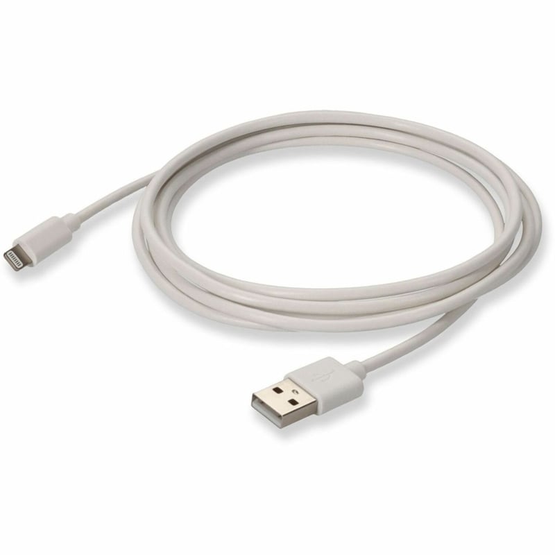 AddOn 3m (9.8ft) USB A 2.0 Male to Lightning Male Sync and Charge White Cable - Thumbnail 1