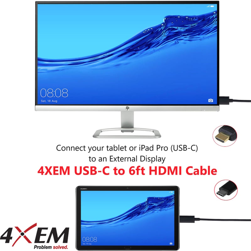 4XEM USB-C to HDMI Cable - 6FT White - Thumbnail 4