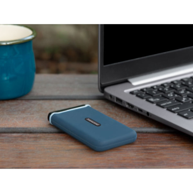 Transcend ESD350C 240 GB Portable Solid State Drive - External - PCI Express - Navy Blue - Thumbnail 3