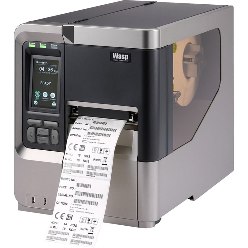 Wasp WPL618 Industrial Direct Thermal/Thermal Transfer Printer - Monochrome - Label Print - USB - Serial - Thumbnail 1