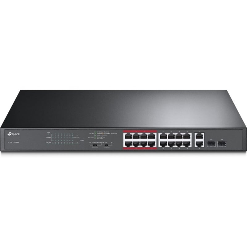 TP-Link TL-SL1218MP - 16 Port 10/100Mbps Fast Ethernet PoE Switch - Thumbnail 1