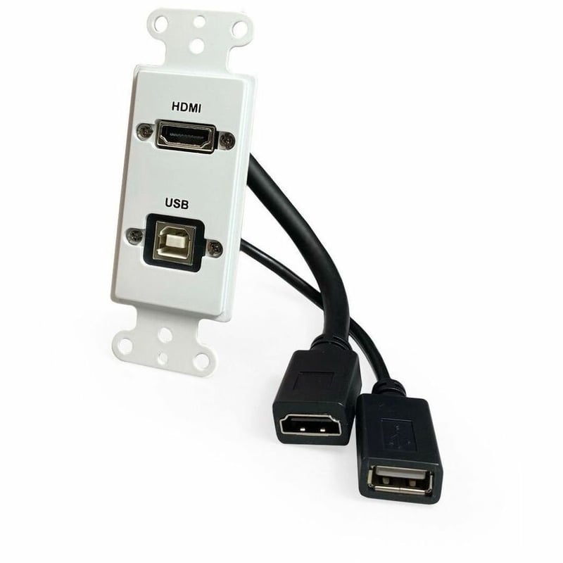 HDMI AND USB-B 2.0 SG WALLPLATE DECORATIVE WALLPLATE W/ PIGTAIL- WH - Thumbnail 3