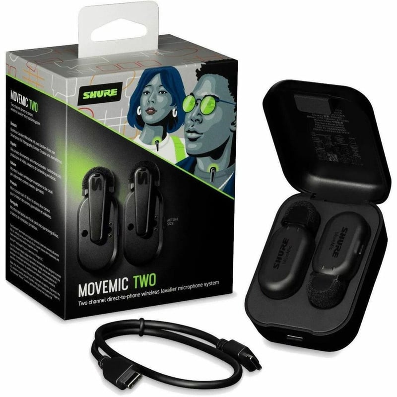 Shure MoveMic Two Wireless Microphone for Content Production, Video, Recording, Camera, Broadcasting - Thumbnail 1