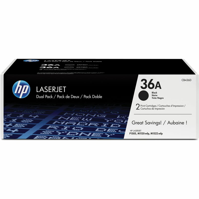 HP 36A (CB436D) Original Laser Toner Cartridge - Dual Pack - Black - 2 / Carton - Thumbnail 1