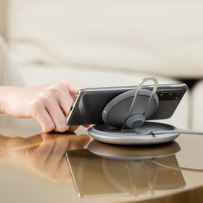 Moshi Lounge Q Wireless Charging Stand, Qi-certified 15 W Fast-charging with Adjustable Height for all Phones, Vertical or Horizontal Charging - Thumbnail 4