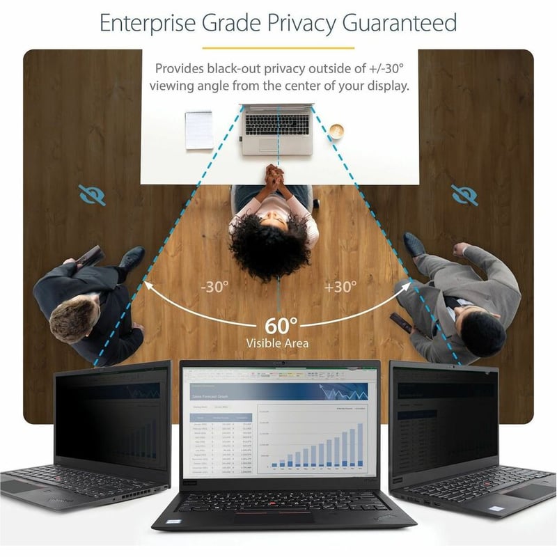 StarTech.com 15.6-inch 16:9 Laptop Privacy Filter, Anti-Glare Privacy Screen w/51% Blue Light Reduction, +/- 30 View Angle, Matte/Glossy - Thumbnail 2