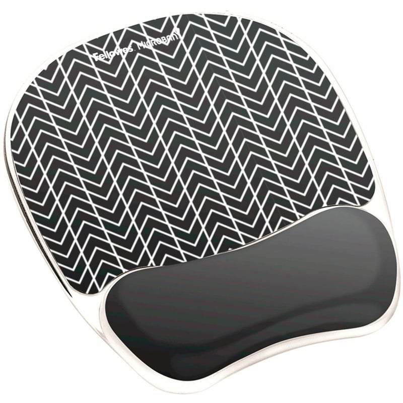 Fellowes Photo Gel Mouse Pad Wrist Rest with Microban - Black Chevron - Thumbnail 1