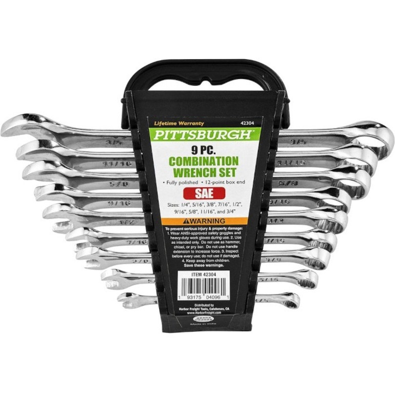 Pittsburgh Fully Polished SAE Combination Wrench Set, 9 Piece - Thumbnail 5