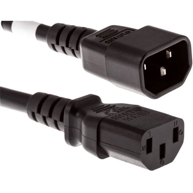 POWER CORD C13 - C14, 18AWG, 10AMP, 250V, SVT JACKET, BLACK, 6FT, IEC C13 TO IEC