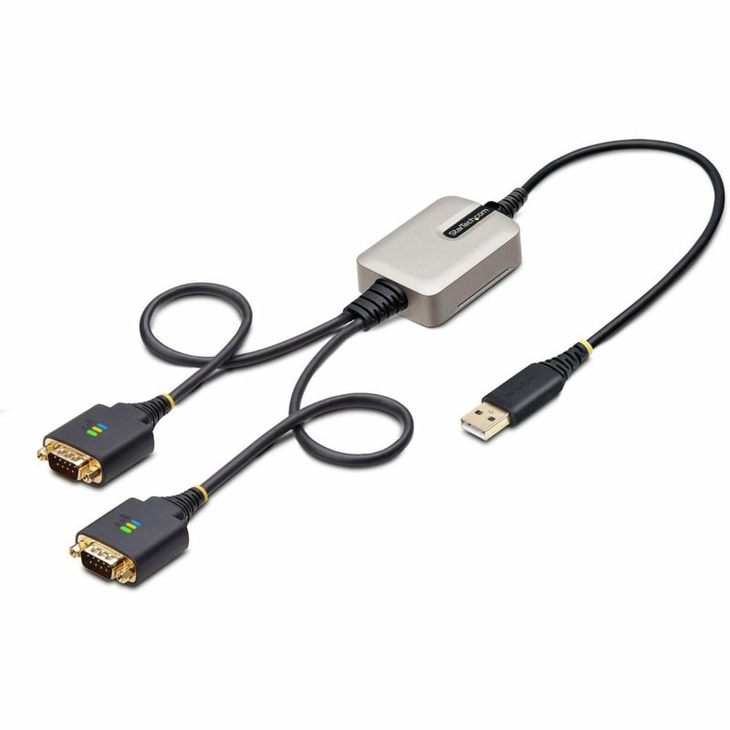 StarTech.com 2ft/60cm 2-Port USB to Serial Adapter Cable, COM Retention, FTDI, DB9 RS232, Changeable DB9 Screws/Nuts, Windows/macOS/Linux - Thumbnail 1