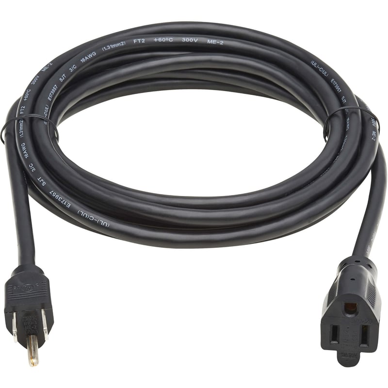 Eaton Tripp Lite Series Power Extension Cord, NEMA 5-15P to NEMA 5-15R - 13A, 120V, 16 AWG, 12 ft. (3.7 m), Black - Thumbnail 1