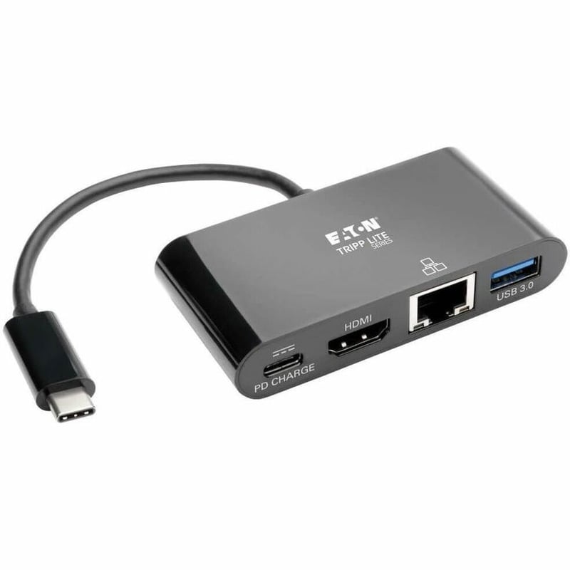 Tripp Lite by Eaton USB C to HDMI Multiport Adapter Docking Station 4K, Thunderbolt 3 Compatible, USB Type C to HDMI Black, USB-C, USB Type-C, USB Type C - Thumbnail 1