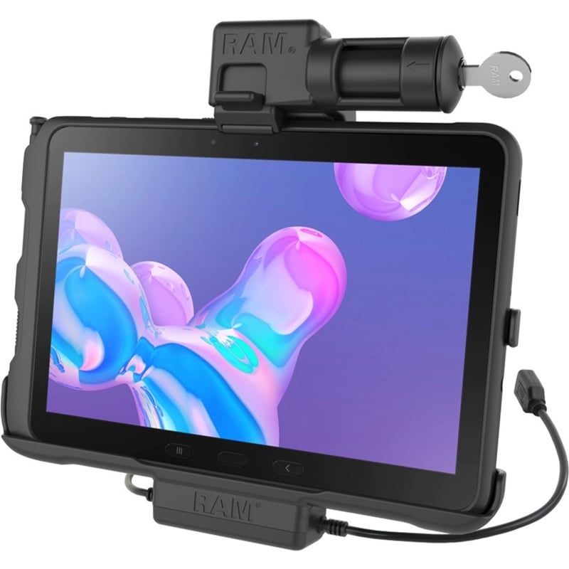 RAM Mounts EZ-ROLL'R Power + Data Key-Locking Cradle for Samsung Tab Active Pro - Thumbnail 2