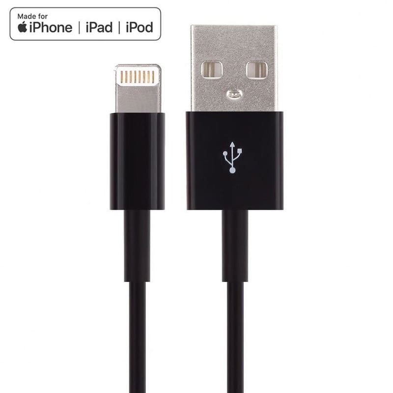 4XEM 3ft 1m Black Lightning cable for Apple iPhone/iPad/iPod - MFI Certified - Thumbnail 2