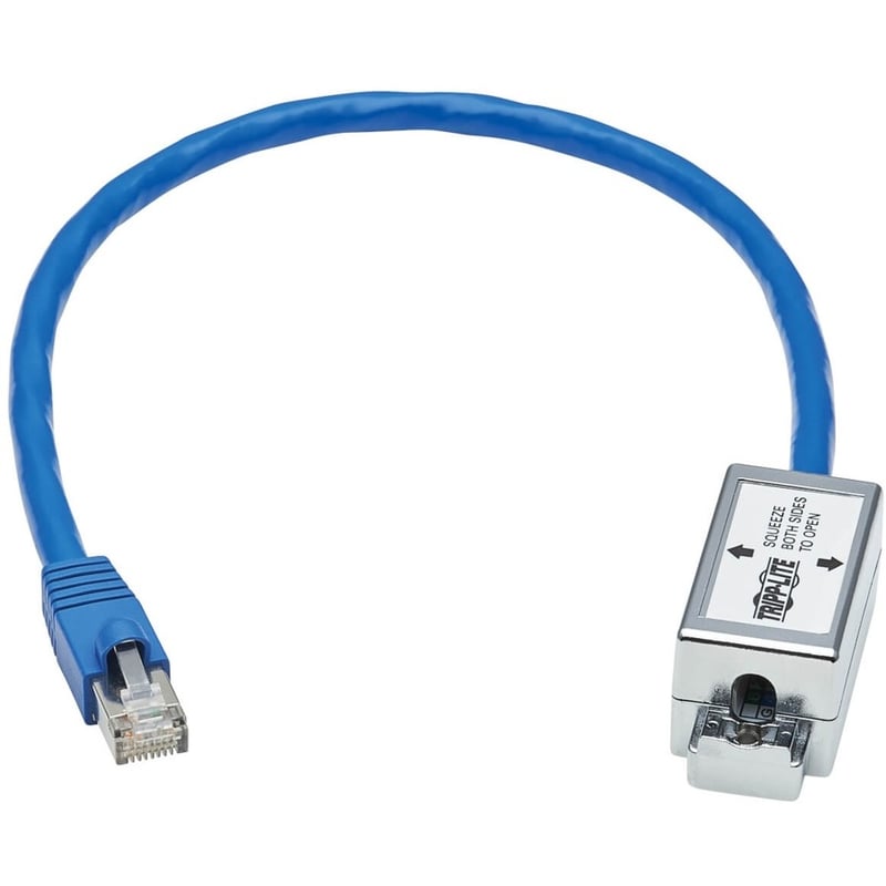 Tripp Lite by Eaton Cat6a Junction Box Cable Assembly - Surface Mount Shielded PoE+ RJ45/110 Punchdown 18-in. (45.72 cm) Blue