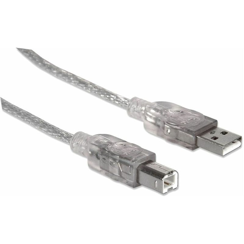 Manhattan Hi-Speed USB 2.0 A Male to B Male Device Cable, 16', Translucent Silver - Thumbnail 3