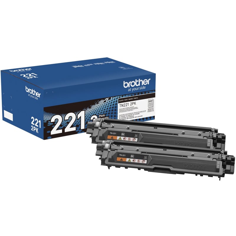 Brother TN221 Original Standard Yield Laser Toner Cartridge - Twin-pack - Black - 2 / Box - Thumbnail 1