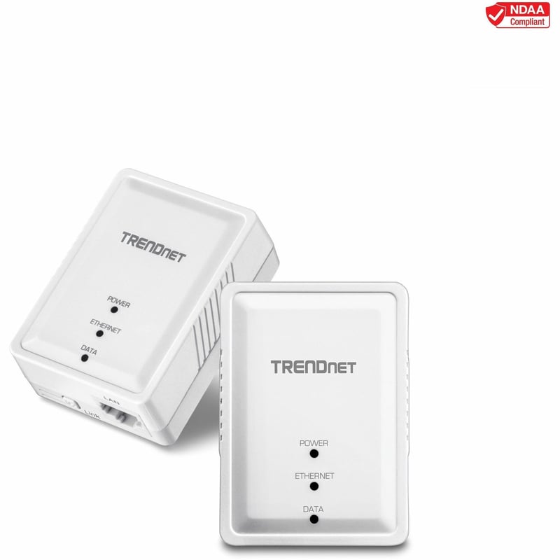 TRENDnet Powerline 500 AV Nano Adapter Kit, Includes 2 x TPL-406E Adapters, Cross Compatible With Powerline 600-500-200, Windows 10, 8.1, 8, 7, Vista, XP, Plug & Play Install, White, TPL-406E2K - Thumbnail 1