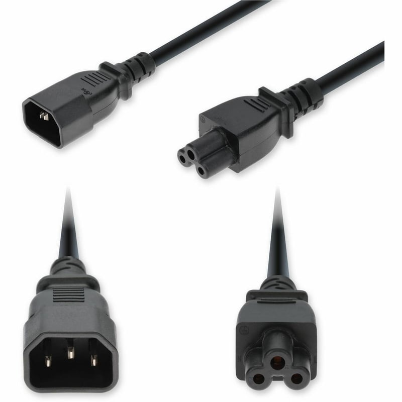 AddOn 3ft C14 Male to C5 Female Standard Commercial 18 AWG 250V at 10A PVC SJT (Service Junior Thermoplastic) Black Power Cable