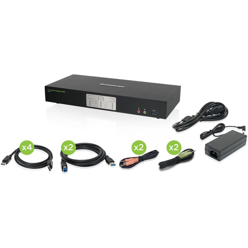 IOGEAR 2-Port 4K Dual View DisplayPort KVMP with USB 3.0 Hub and Audio (TAA) - Thumbnail 1
