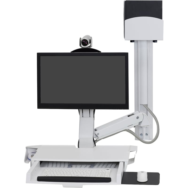 Ergotron StyleView Wall Mount for Keyboard, Monitor, Bar Code Scanner, Mouse, CPU, Wrist Rest, LCD Display - White - Thumbnail 1