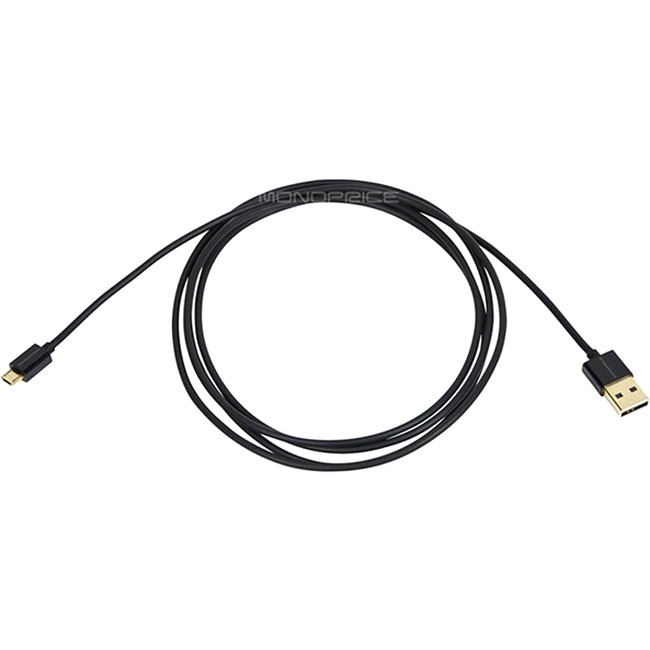 Monoprice Premium USB to Micro USB Charge & Sync Cable 6ft- Black - Thumbnail 1