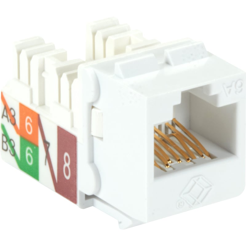 Black Box GigaTrue 2 CAT6A Keystone Jack - Unshielded, RJ45, White, 25-Pack - Thumbnail 1