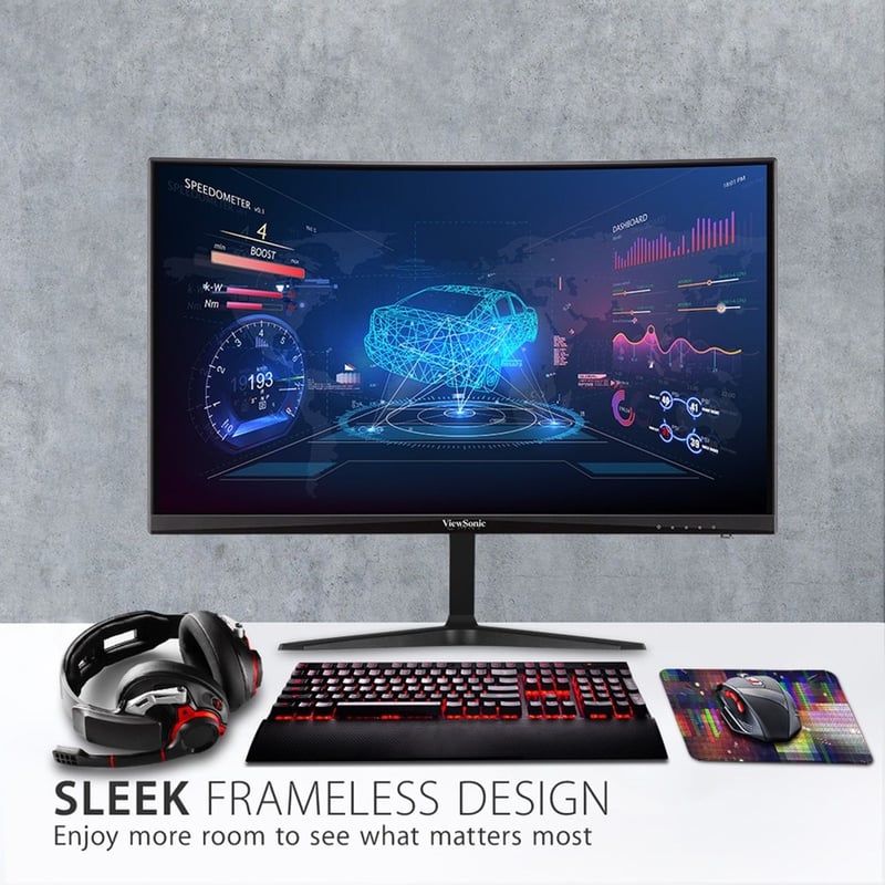 ViewSonic OMNI VX2418C 24 Inch 1080p 1ms 165Hz Curved Gaming Monitor with FreeSync Premium, Eye Care, HDMI and DisplayPort - Thumbnail 3