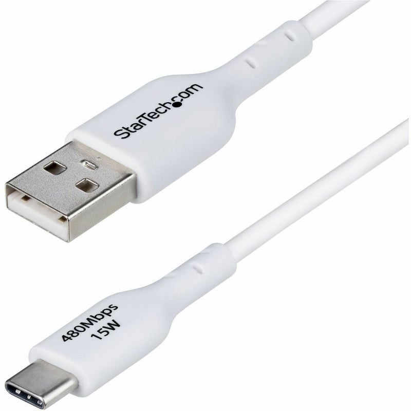 3FT WHITE USB-A TO USB-C CABLE CHARGER CORD USB 2.0 DATA TRANSFER - Thumbnail 1