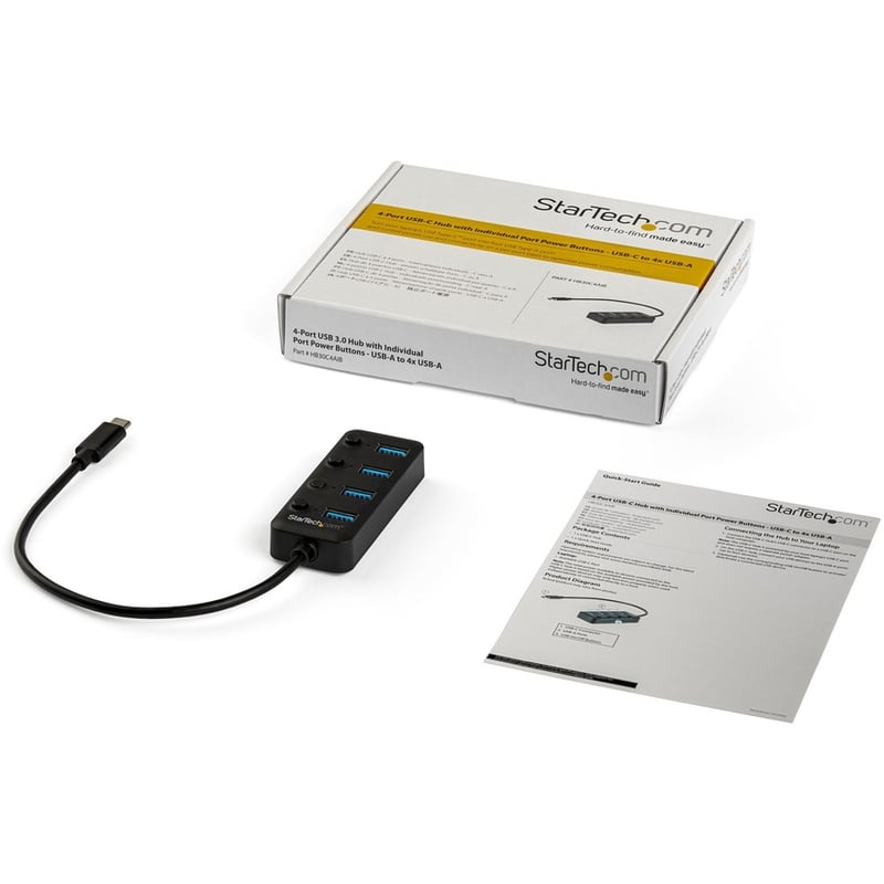 StarTech.com 4 Port USB C Hub - 4x USB 3.0 Type-A with Individual On/Off Port Switches - SuperSpeed 5Gbps USB 3.2 Gen 1 - Bus Powered - Thumbnail 5