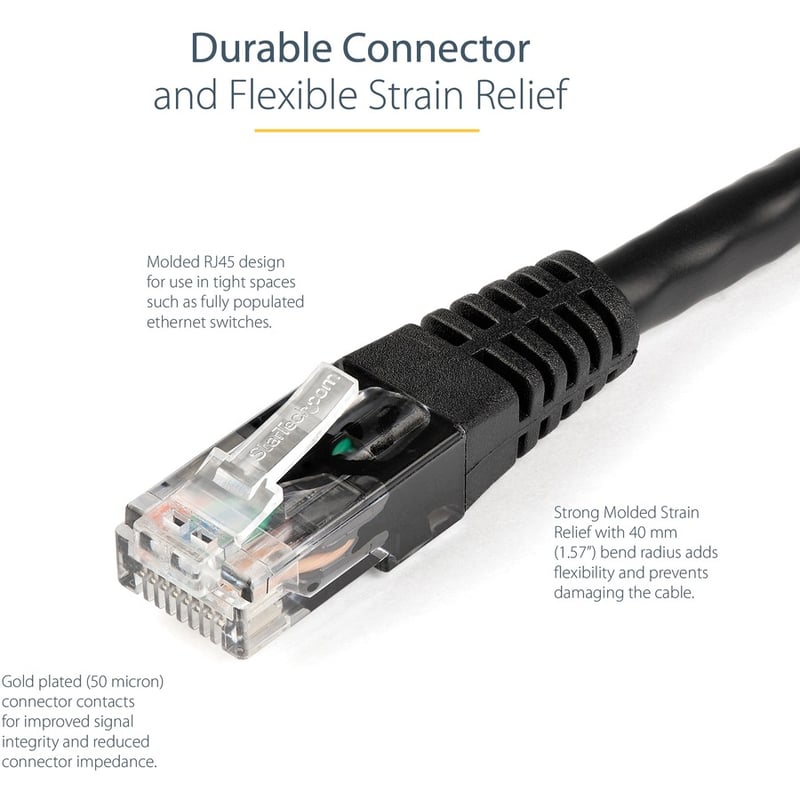 StarTech.com 6ft CAT6 Ethernet Cable - Black Molded Gigabit - 100W PoE UTP 650MHz - Category 6 Patch Cord UL Certified Wiring/TIA - Thumbnail 4