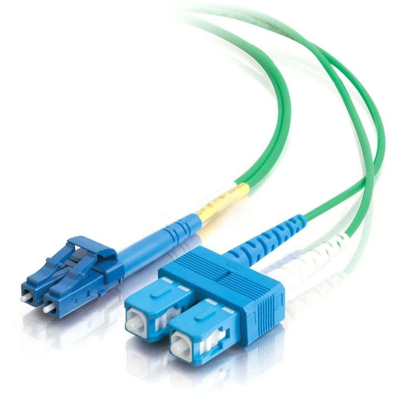 C2G-3m LC-SC 9/125 OS1 Duplex Singlemode PVC Fiber Optic Cable - Green - Thumbnail 1