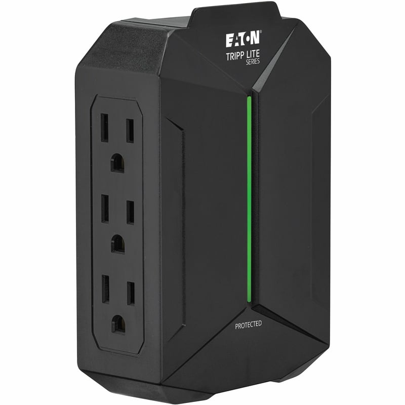 6-OUTLET SURGE PROTECTOR 5-15R 5-15P DIRECT PLUG-IN 490J BLACK - Thumbnail 1
