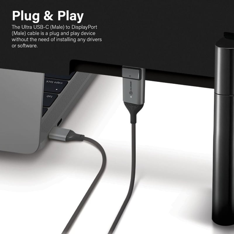 Alogic USB-C (Male) to DisplayPort (Male) Cable - Ultra Series - 4K 60Hz -Space Grey - 2m - Thumbnail 3