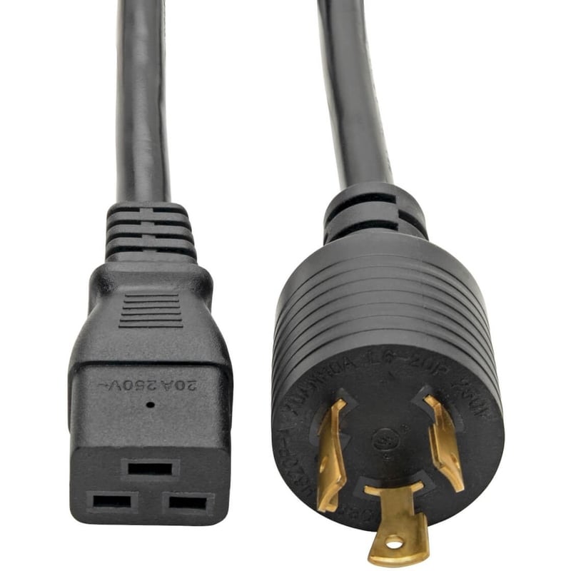 Eaton Tripp Lite Series Power Cord, C19 to NEMA L6-20 - Heavy-Duty, 20A, 250V, 12 AWG, 6 ft. (1.83 m), Black - Thumbnail 1