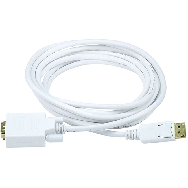 DISPLAYPORT TO VGA CABLE - WHITE 10FT - Thumbnail 1