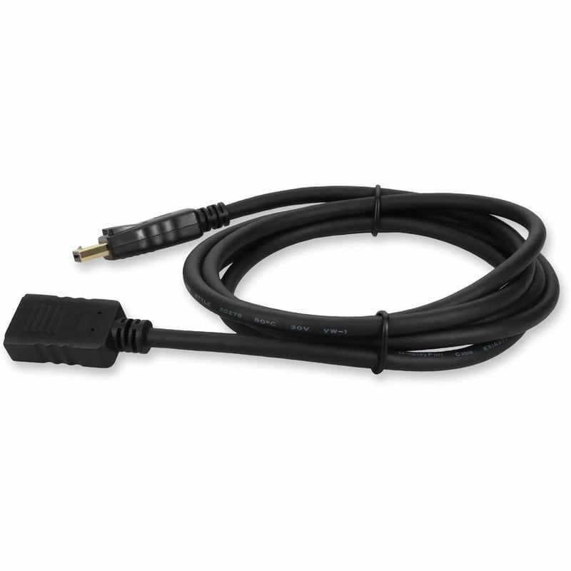 AddOn 6ft DisplayPort 1.2 Male to DisplayPort 1.2 Female Black Cable For Resolution Up to 3840x2160 (4K UHD) - Thumbnail 2