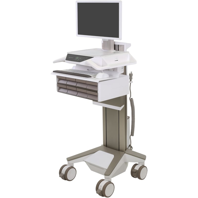 Ergotron CareFit Pro Electric Lift Cart, LiFe Powered, 8 Drawers (4x2), US/CA/MX - Thumbnail 1