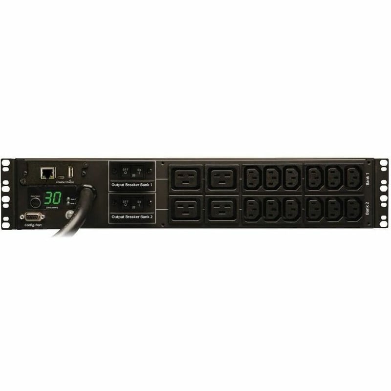 Tripp Lite by Eaton PDU 5.5kW Single-Phase Monitored PDU with LX Platform Interface 208/230V Outlets (12-C13 and 4-C19) L6-30P 12 ft. (3.66 m) Cord 2U Rack-Mount TAA - Thumbnail 2