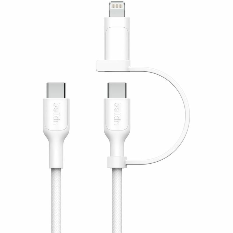 BRAIDED PCR 2-IN-1 USB-C TO LTG CABLE 60W 1.5M WHITE - Thumbnail 2